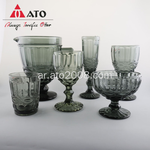 Ato Gray Color Dinware Goblet Wine Glass Set